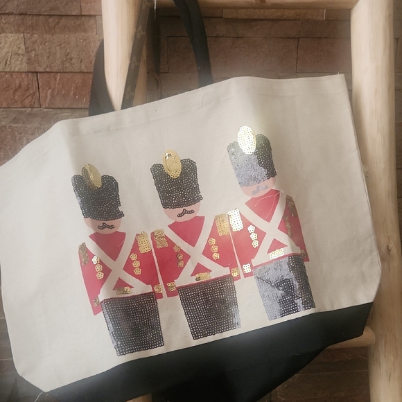 Handbags - Christmas Nutcracker Canvas Tote Bag with Soldier Print